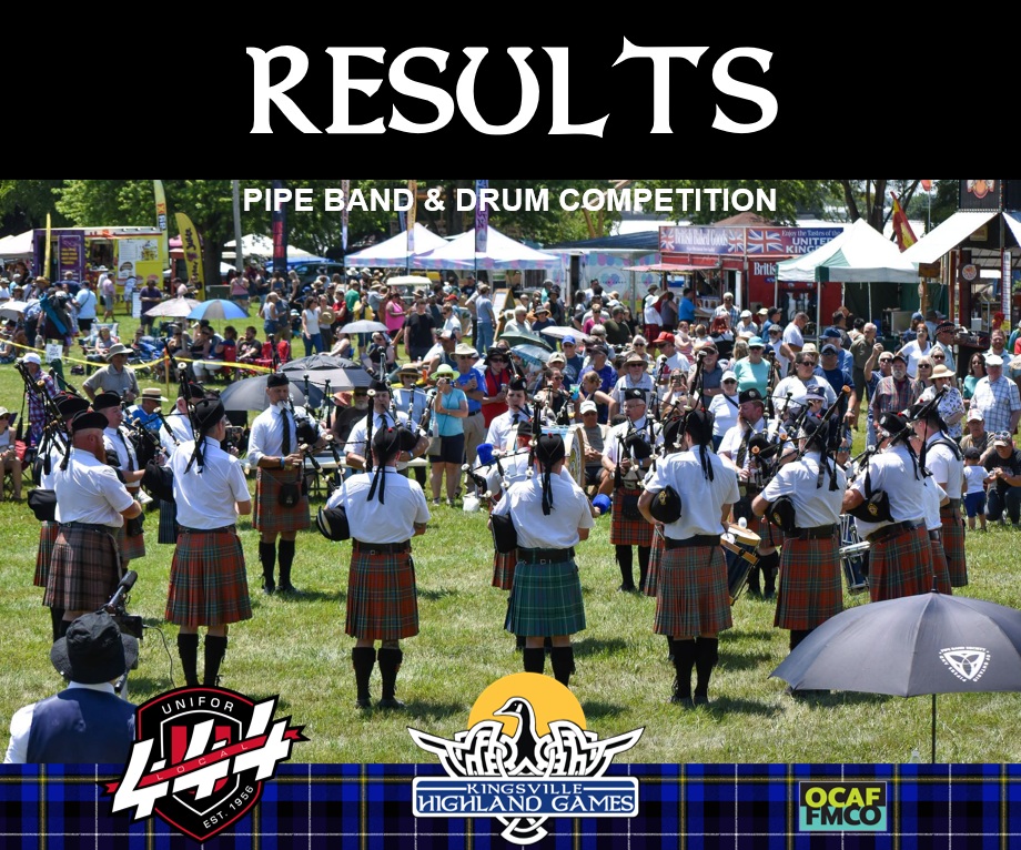 David_Bellamy_'s tweet photo. 🏆 RESULTS: 
PIPE BAND &amp; DRUM COMPETITION 

Under direction of @PPBSO. @LOCAL444UNIFOR  sponsored this competition.

Below are results
• Grade 3: Windsor Police Pipe Band
• Grade 4: Cabar Feidh Pipes &amp; Drums
• Grade 5: London Fire Fighters Pipe Band

#kingsvillehighlandgames https://t.co/KTevSYGWIR