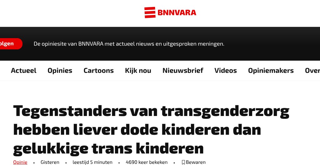 mariekehoogwout's tweet photo. BNNVARA's Joop punt nl plaatst een stuk vol grove, feitelijke onjuistheden; martelende verdraaiingen van rapporten, en laster [aan het adres van een groep  artsen, biologen, psychologen die oproepen tot voorzichtigheid alvorens *medisch onomkeerbaar* in te grijpen bij kinderen] https://t.co/ROwLXtcp5s