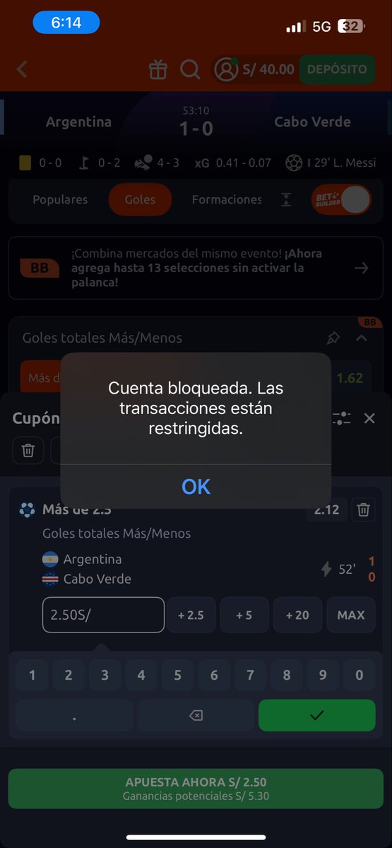JachoPmp's tweet photo. La aplicación @betano en Perú es absolutamente una 💩, no permite realizar apuestas, sale cuenta bloqueado, servicio de soporte NULO. Hay alguna institución que regule estás app de apuestas? https://t.co/Uh3QMgA6D9