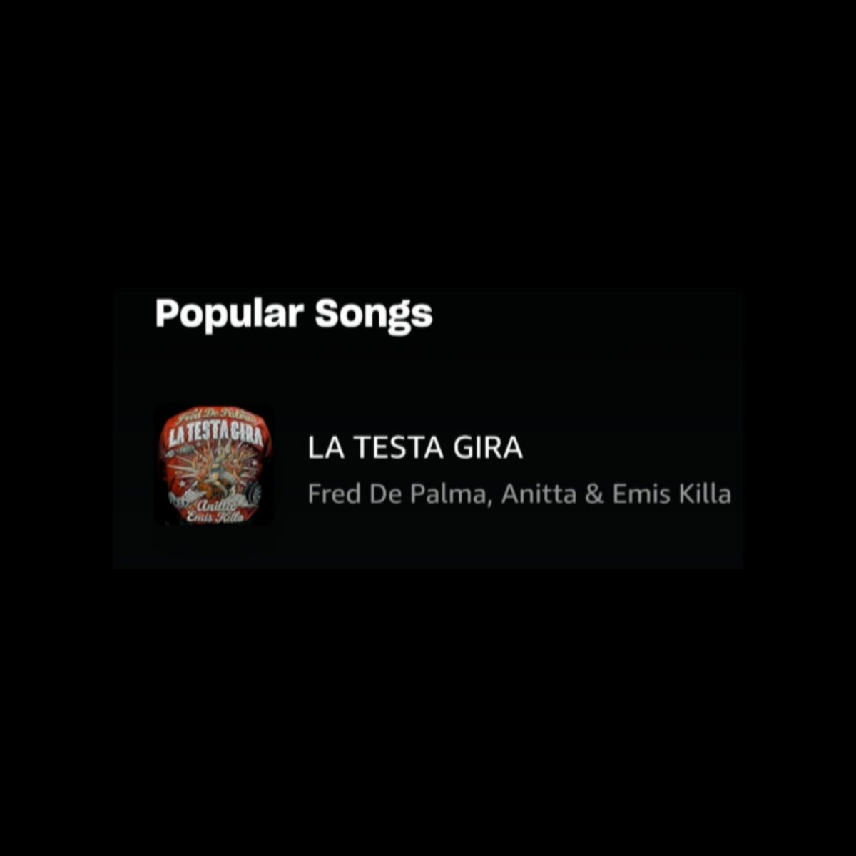 AnittaChart's tweet photo. .@Anitta’s “LA TESTA GIRA” (#1) became the first song by a Brazilian artist artist to reach/achieve No. 1/Top 1 in the Amazon Music Italy chart history. 🇮🇹 https://t.co/8VJ60uezB7