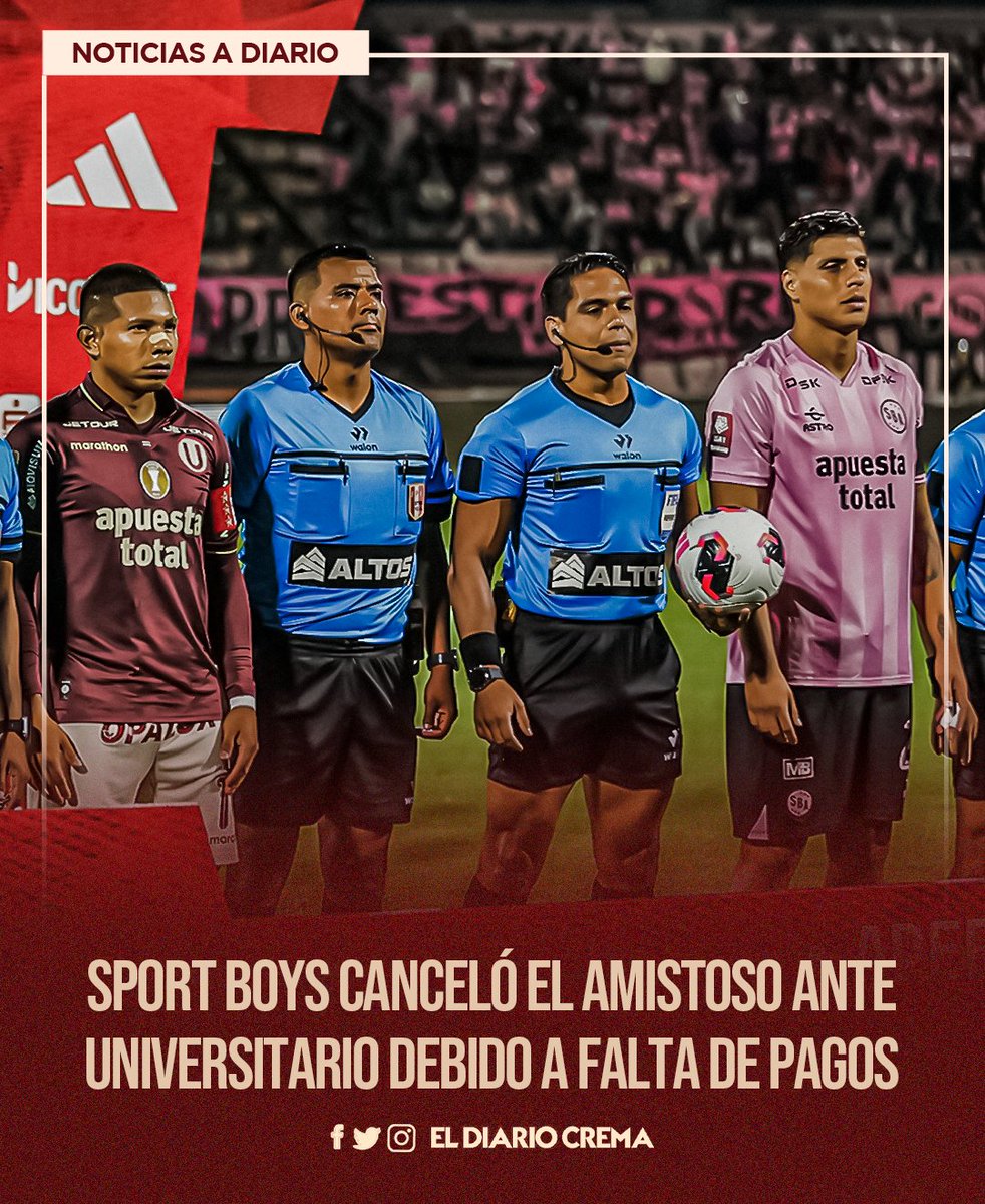 ElDiarioCrema's tweet photo. 🚨 #ATENCION: ¡AMISTOSO SⓊSPENDIDO! 😳❌️

Sport Boys decidió suspender el partido amistoso ante Universitario en 🏟 Campo Mar (9 am) por faltas de pagos al 
plantel. 🙅🏻‍♂️

Lamentablemente, no podremos seguir preparándonos... ¿Opiniones, cremas? 👀👇🏽

🗞 Vía: @Gustavo_p4
#YdaleU https://t.co/AMWtadUWod
