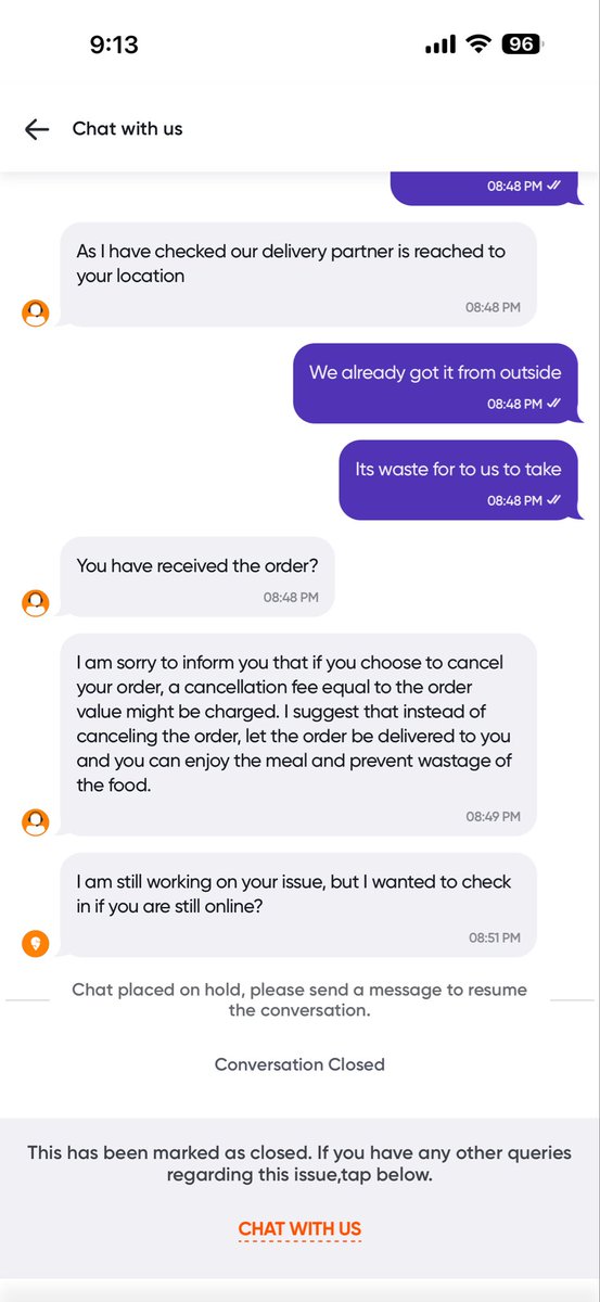 SyedHamid's tweet photo. @swiggy - Please refund my amount for undelivered order no 242144769287140. Pathetic customer care service. Please calling me back to back and work on your mistake and 1st rider. Believe me, refund or be ready for consequences. https://t.co/uk2XSrDc0X