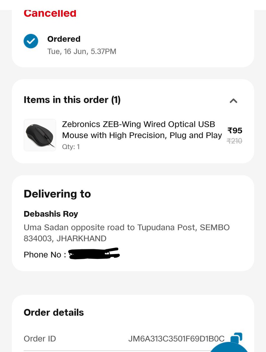 droy_dr's tweet photo. Partial resolution received — 3 of 4 prepaid orders refunded. However Orders JM6A313C3501F69D1B0C (Grocery+Zebronics Mouse) amounting to Rs 572/- remain undelivered with zero refund initiated.  Payment proof enclosed. Immediate refund demanded.
@JioMart_Support https://t.co/72WDsWigEz