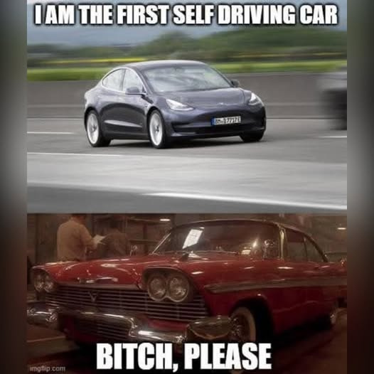 ClubSTEPHENKING's tweet photo. "I am the first self driving car" 😛

----
[FR] "Je suis la première voiture qui se conduit toute seule" 😛 https://t.co/iMc90dWWJ3
