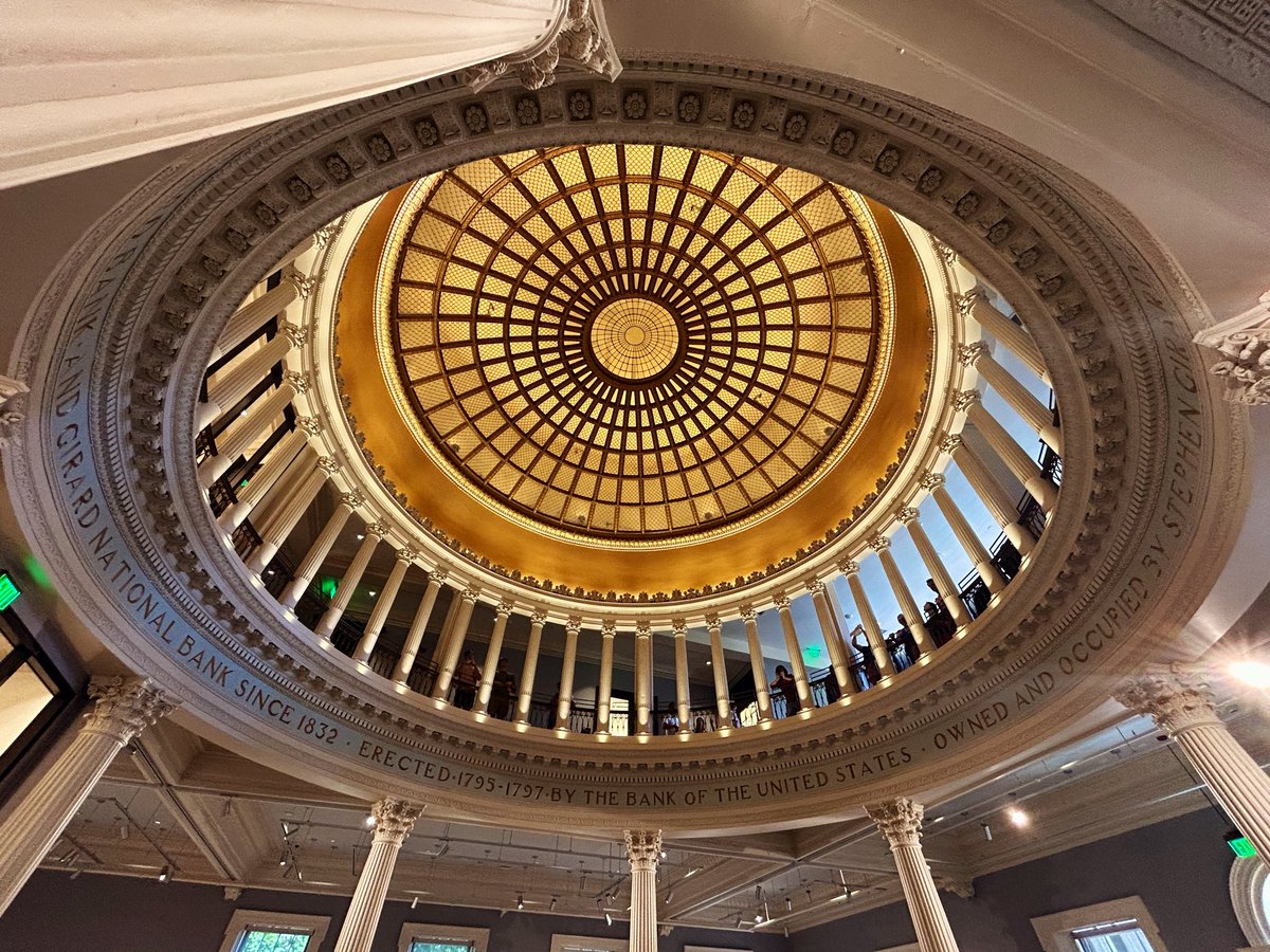 ABPardue's tweet photo. Celebrating American monetary policy at the First Bank of the United States (reopened to the public for the first time in fifty years on July 1st!) 🇺🇸💵💵💵 https://t.co/VzYtqYZsbg