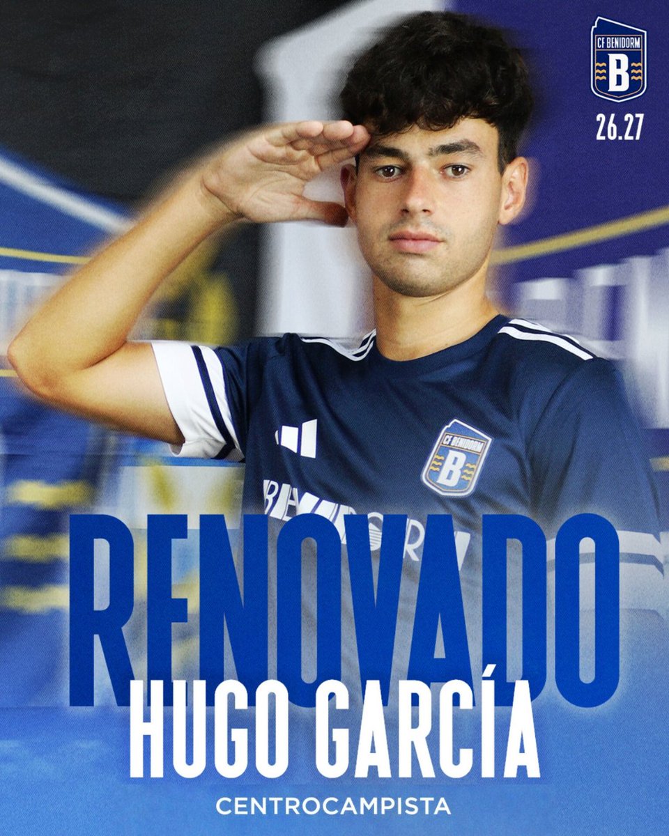 RCFBenidorm's tweet photo. 🆕✍🏽 𝗥𝗘𝗡𝗢𝗩𝗔𝗗𝗢 | 𝗛𝘂𝗴𝗼 𝗚𝗮𝗿𝗰𝗶́𝗮 
¡Compromiso benidormer que sigue en el Guillermo Amor! 💙🏠

Hugo García continuará aportando intensidad y ese sentimiento de defender el escudo del club de su ciudad.🔥💪🏽

🏟️🎟️ ABONOS 26.27 POR SOLO 60€ (LINKTREE EN LA BIO) https://t.co/kkzzHUvgoS