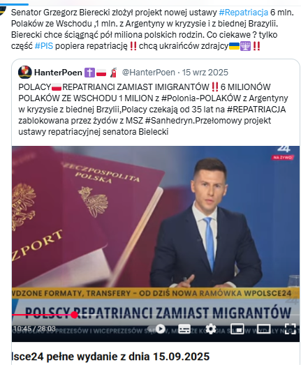 HanterPoen's tweet photo. Oczywiście #PIS🇺🇦RAZEM z PO-tusk WYCISZYLI PROJEKT USTAWY o #REPATRIACJA 6. MLN. Polaków ze Wsch.5 ml. z Brazylii,500 000 z Argentyny w ramach ZMOWY🕎OKRĄGLEGO STOŁU.Polacy obudźcie się na #Wybory2027-PIS-PO-JEDNO ZŁO.POPIS chce ukrainizacji-judaizacji-islamizacji-#AferaWizowaPIS https://t.co/QOLBuSJ5Do