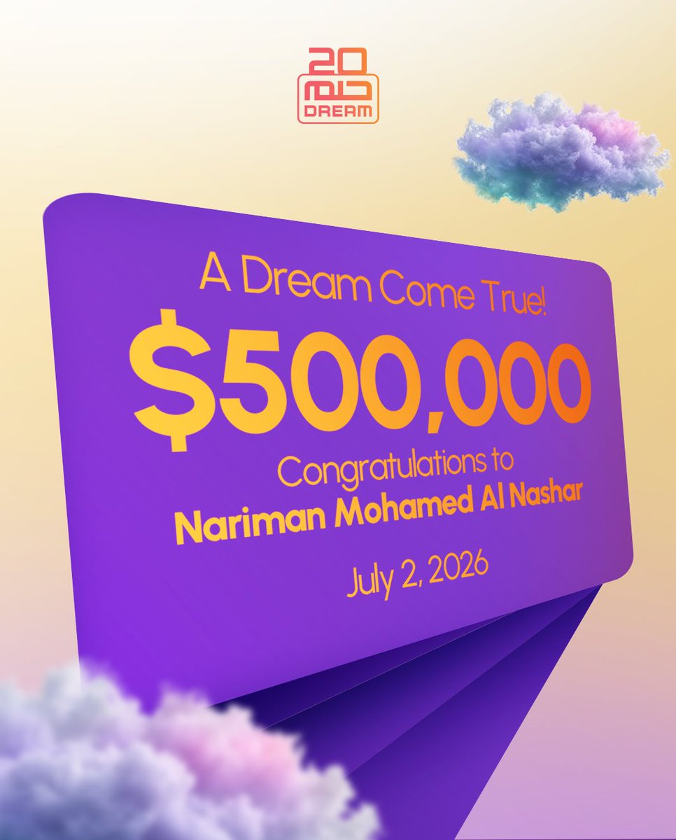 Dream_MBC's tweet photo. Nariman Mohamed AlNashar
won $500,000 in the latest draw. ✨
The next winner could be you. One step could bring you closer to your dream. Enter now through the app or SMS.
Link in bio. 💫
#MBCDream #DreamBig #WinBig #500KWinner #YourChance #MBCDreamApp #EnterNow https://t.co/lQGB13wR65