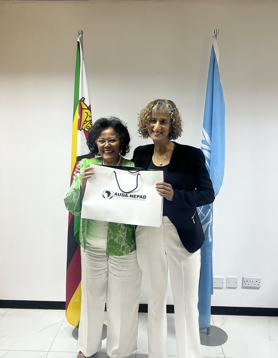 nardosbthomas's tweet photo. Partnership is the force multiplier for sustainable development. Together with Ms Rosemary Kalapurakal, the United Nations Resident Coordinator in Zimbabwe, we explored how AUDA-NEPAD and the United Nations can better align their efforts to advance Zimbabwe’s sustainable development.
Agenda 2063 and the SDGs are mutually reinforcing, and achieving their ambitions requires coordinated action rather than parallel efforts. We must move beyond institutional silos and work as one, combining our strengths to deliver greater impact for the people of Zimbabwe and the Continent at large. I look forward to strengthening this partnership to accelerate implementation and deliver lasting results. #Agenda2063 #SDGs #Partnerships