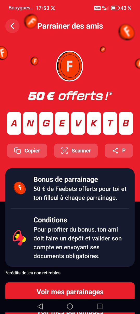 KarineLedoux2's tweet photo. Offre parrainage on en profite match de France ce soir @Betclic voici mon code 👌😉 https://t.co/ca2xhyGLFf