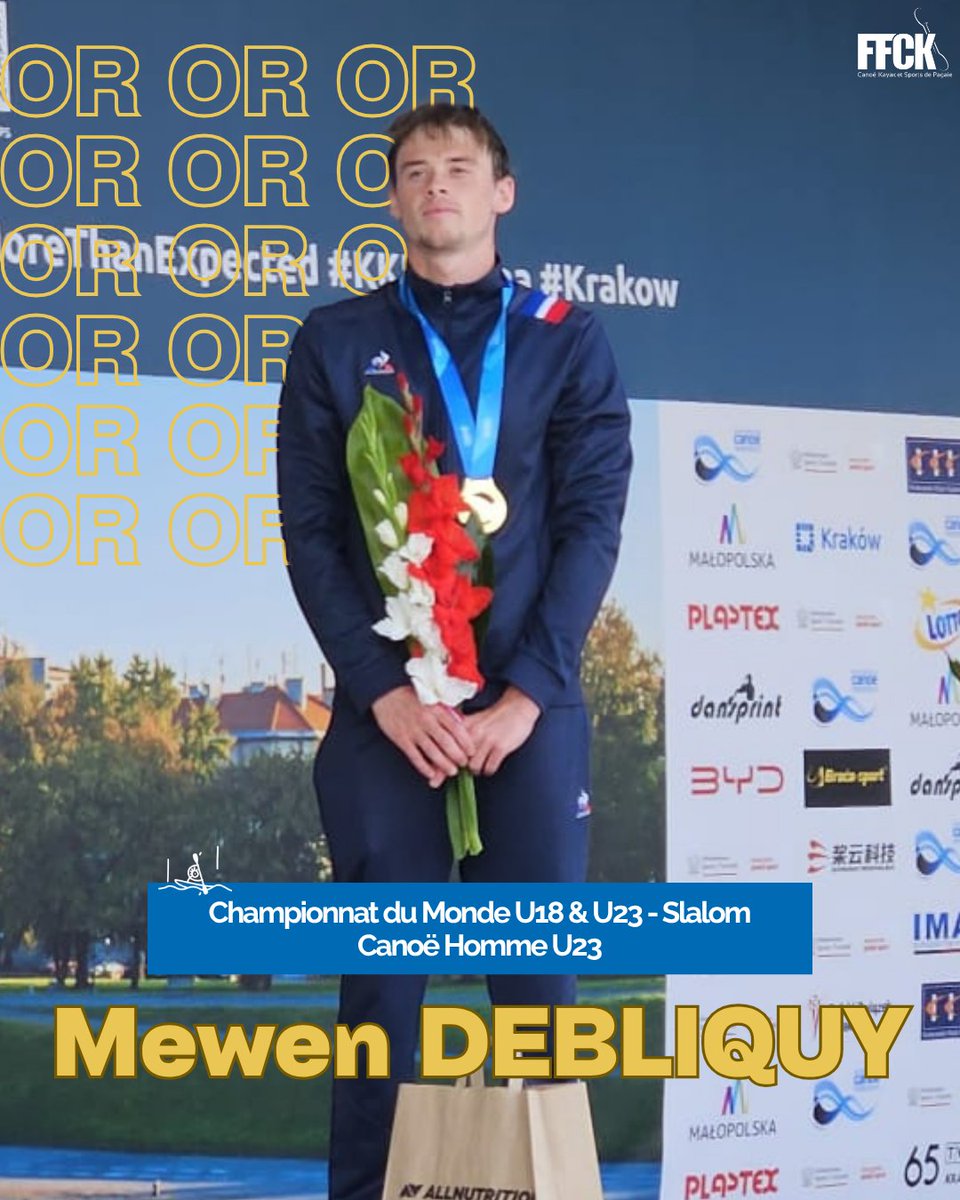 FF_CanoeKayak's tweet photo. 2️⃣nouvelles médailles pour les tricolores 🇫🇷 au Championnat du Monde 🌎 U18 &amp; U23 Slalom à 📍 Cracovie 

🥇Mewen DEBLIQUY en Canoë Homme U23
🥉Margot LAPEZE en Canoë Dame U18 https://t.co/GB8tF0hteL