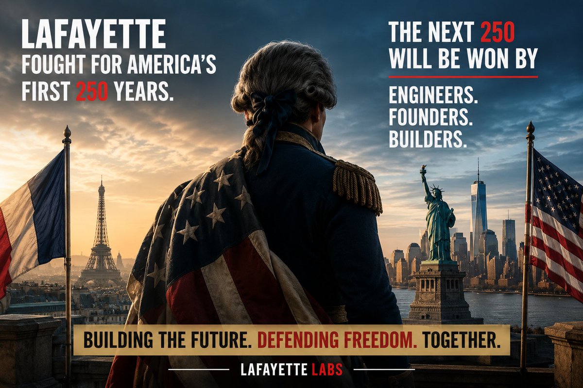 LafayetteLabs's tweet photo. I’m French, so I’ll say it plainly:

America still talks about the future like it’s something you can build, not something you have to survive.

That’s rare now.

Europe holds meetings.
America takes shots.

Not always perfect. Not always pretty. But alive.

Lafayette helped America once.

Maybe now America has to remind us what freedom looks like when people still believe in it.

#America250 #Freedom #Tech #AI #LafayetteLabs