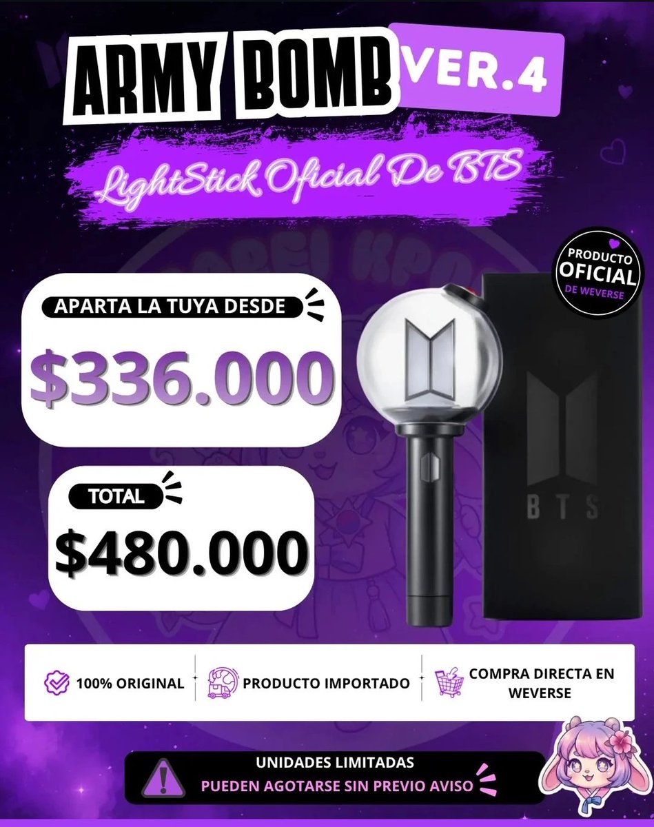 hjunglvs's tweet photo. LAS TIENDAS DE KPOP EN COLOMBIA QUIEREN HACERSE RICAS A COSTA DEL ARMYBOMB O QUE MONDA? COMO QUE 480 UNA?? Y SUPUESTAMENTE ESO POR QUE VIENE DESDE WEVERSE PAGAN IMPUESTOS Y ASÍ 🤡 https://t.co/G4BkpNnXPS