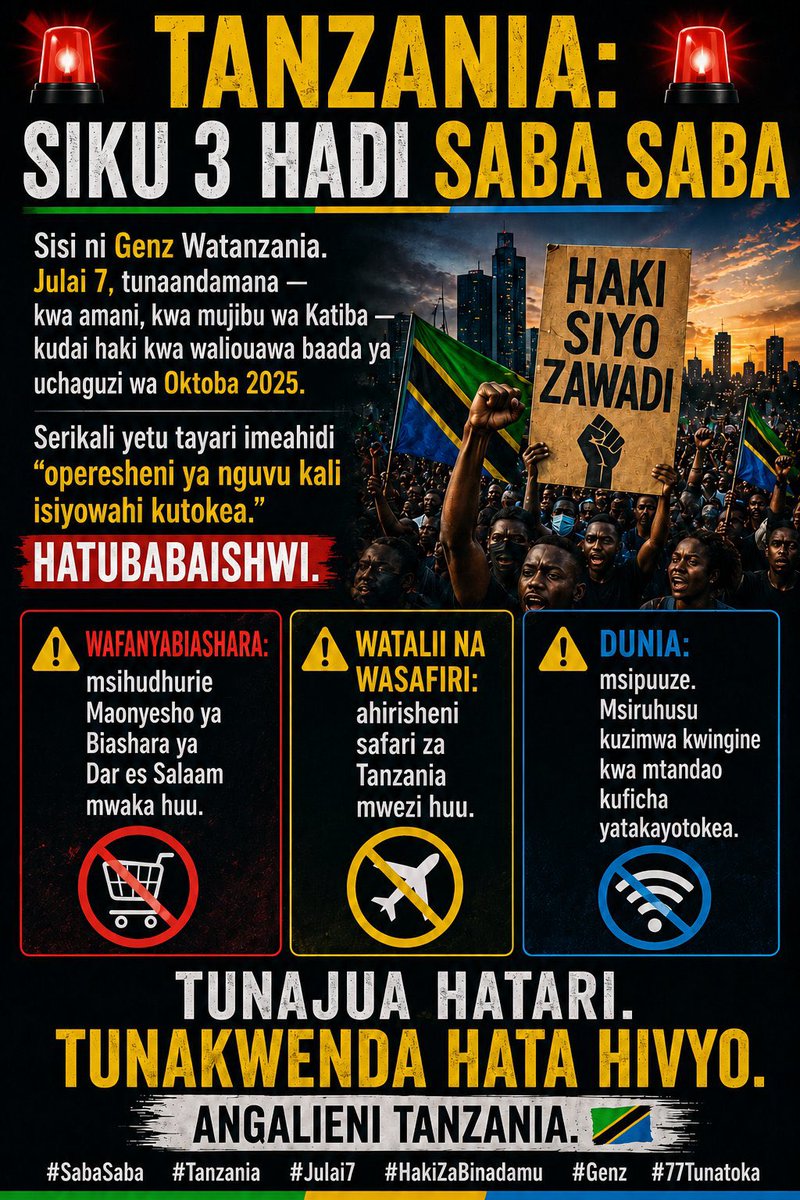 MariaSTsehai's tweet photo. Wakati waovu wauaji wanakaa vikao - sisi pia tuna vikao vyetu kama jamii! Kila mwananchi ajiandae kudai haki! Safari hii hawa mafedhuli wamebanwa wameshaanza kuchunguzwa kimataifa na hawataweza kurudia ya MO29
Ndo maana wamebaki kutuma machawa kusema eti mi niwepo na wanaharakati wa nje eti warudi - pumbaf ๐ฎ๐คฃ hawana hoja kabisa ya kushawishi ni vitisho na matusi
Ni hivi:
๐๐ฝ HAKUNA ANAYEANDAMANA KWA SABABU YANGU AU MTU MWINGINE (labda Lissu na wafungwa wa kisiasa mliowateka)
๐๐ฝHAKUNA ANAYELIPWA KUTOKA WANATOKA KWA HIARI PAMOJA NA VITISHO!
Watanganyika tunatakA HAKI na maandamano ni haki yetu! Hao mbww mwitu na kiongozi wao wajue wananchi WAMECHOKA
#77Tunatoka #SamiaMustGo #FreeTunduLissu #JusticeForMO29