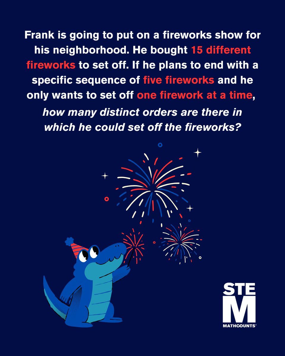 MATHCOUNTS's tweet photo. Happy Fourth of July from MATHCOUNTS! Solve this problem and more from our Problem of the Week archive at https://t.co/FKGLGAakNs! https://t.co/LcnNpCgJ0W