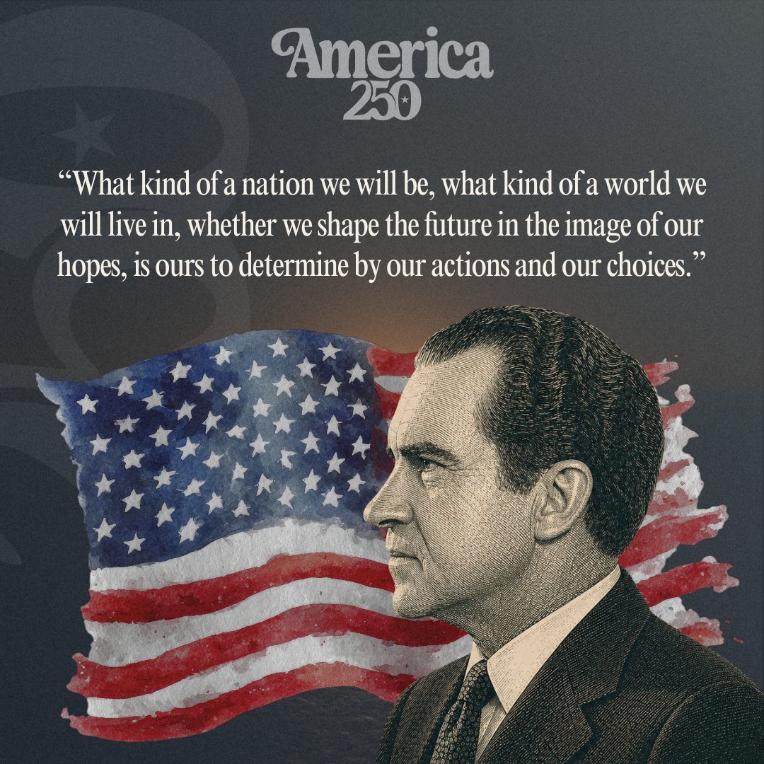 nixonfoundation's tweet photo. Happy 250th Birthday, America!

"A country is only as great and only as strong as its adherence to lasting ideals is great and strong and firm." https://t.co/mJum65CRXh