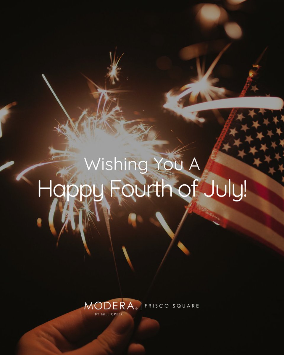ModeraFrisco's tweet photo. Happy Fourth of July! Wishing everyone a safe and joyful day with family and friends. Have a wonderful Independence Day! 🎆

#moderafriscosquare #millcreekres #friscoapts https://t.co/pEtgK90puh
