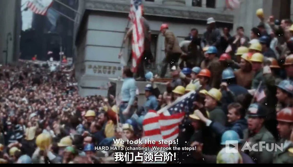 Biden_is_bitch's tweet photo. 看了PBS纪录片《安全帽骚乱》，为纽约建筑工爱国举动感动了，见到那些反越战的学生侮辱国旗，说晶哥丘八是猪，直接上去一顿追着猛打，把扯下来的国旗升起来，而不是跟现在网右那样只会在网上喊一两句就嗝屁了 https://t.co/bVfvRLoOym