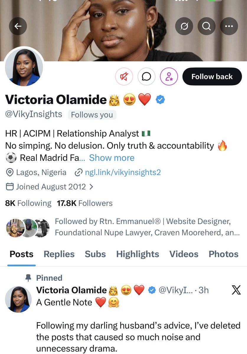 Hybrid_Ola's tweet photo. Summary of why Victoria is getting drägged

- About a week ago, popular 𝕏  influencer Motara made a tweet about how petty she can be, even in marriage. 

- Although she later deleted the tweet, it was taken out of context, and she received heavy backlash.

- An 𝕏  user, Chidi, used the opportunity to tröll Motara. He insulted her husband and mockëd her for not having a child.

- Another 𝕏 user, Victoria, made a tweet analyzing what Chidi said about Motara. While some people disagreed with her take, they mostly focused on Chidi and left Victoria alone.
 
- Victoria then made another post about a video of Motara and Alabi dancing, accusing Motara of embarrässing her husband.

- Victoria said she initially felt sorry for Motara while trölls mocked her over fertility, but that she no longer felt any sympathy for her.

- She added that, as a public figure, Motara could see that her marriage was under att@ck, yet she was still dancing with her husband online.

- Motara ignored Victoria and blocked her. This appeared to upset Victoria, who then insultëd Motara and called her a disgrace to women.

- Women on 𝕏 did not take this lightly and began digging up old photos of Victoria and her husband.

- 𝕏  user, Aderinsola, said she believes Victoria is angry because, in her opinion, her husband is not as handsome as Motara’s husband.

- Others mockëd Victoria’s appearance in her wedding dress and also directed disrëspectful comments at her husband.

- Victoria, who was rumorëd to have been crying behind the scenes, eventually deleted all her posts about Motara and her husband.

- She later said her husband asked her to take the posts down because of the negätive comments he was receiving, and she chose peace instead of vawulencë
 
- 𝕏  users have continued trölling Victoria and her husband despite the posts being deleted.

What are your thoughts?