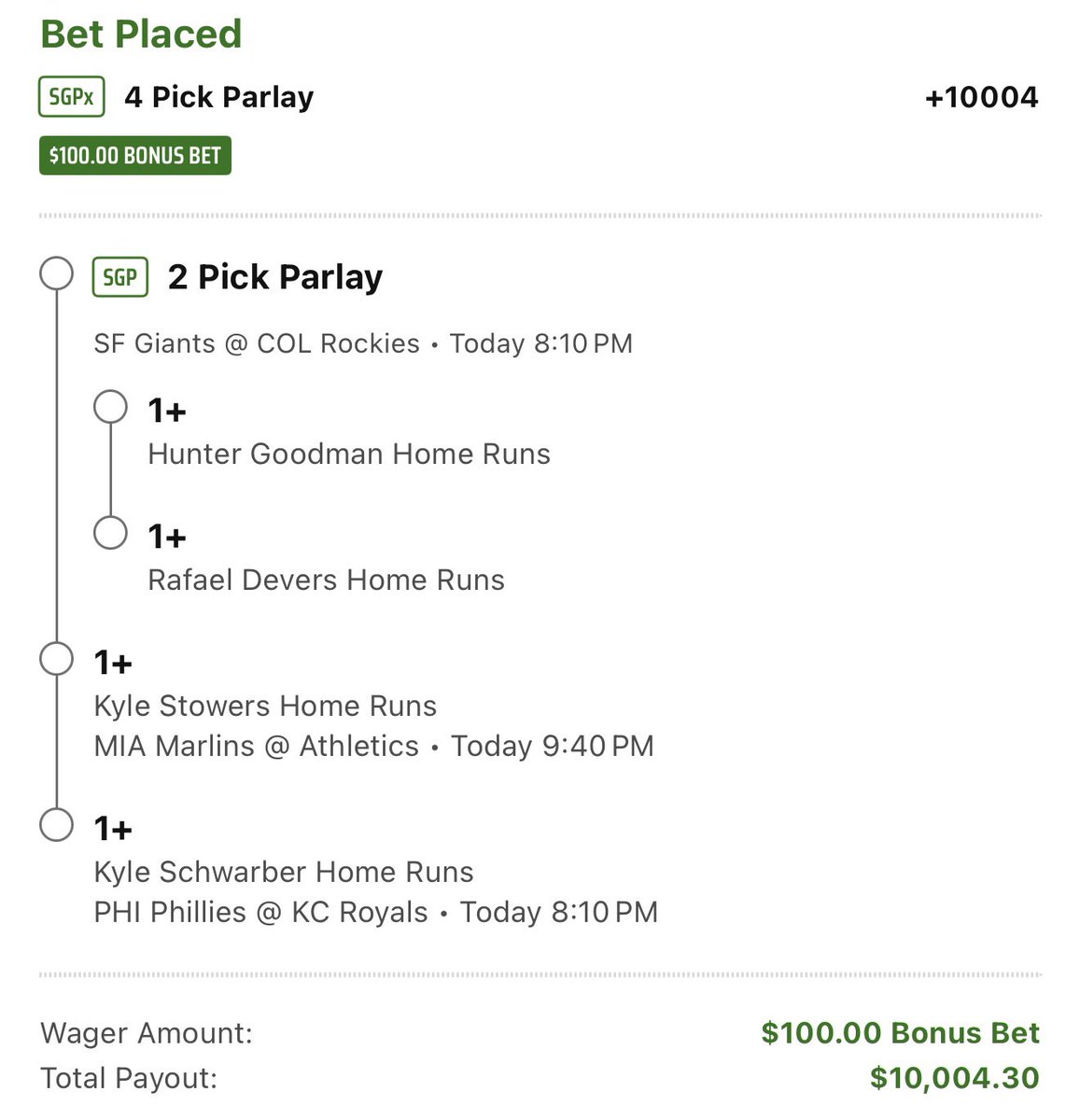 WeHitThose__9's tweet photo. 4 Swings ✨✨✨✨

💣 Hunter Goodman
💣 Rafael Devers
💣 Kyle Stowers
💣 Kyle Schwarber

@playbook link below 🤜🏻🤛🏻 https://t.co/lgMzRjmQam