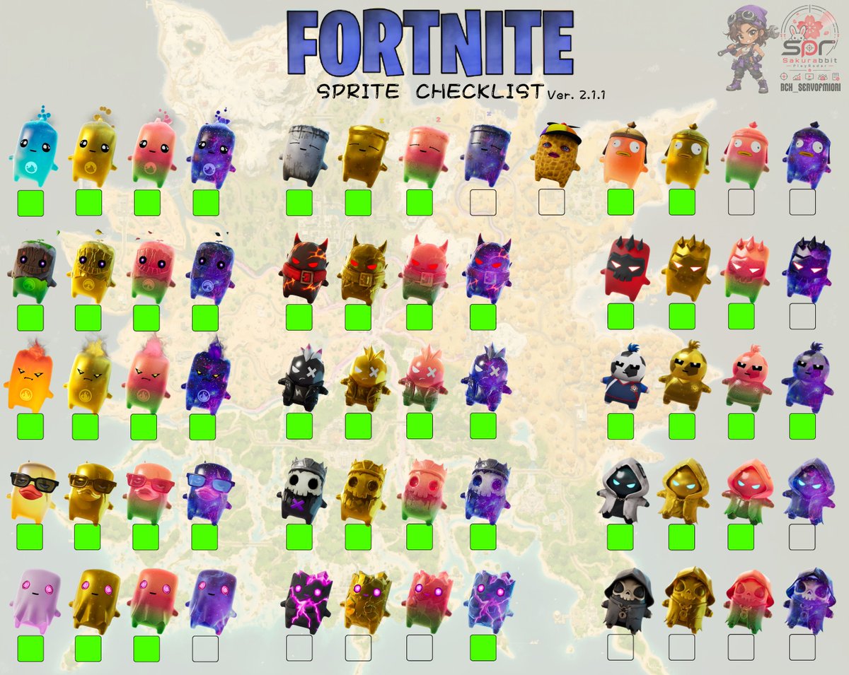 Phauwan's tweet photo. Looking for trading any of these sprites for a gummy zero point sprite or any grim sprite. #fortnite 
The one in green are the one I have and can exchange. https://t.co/VMn6fdPmNu