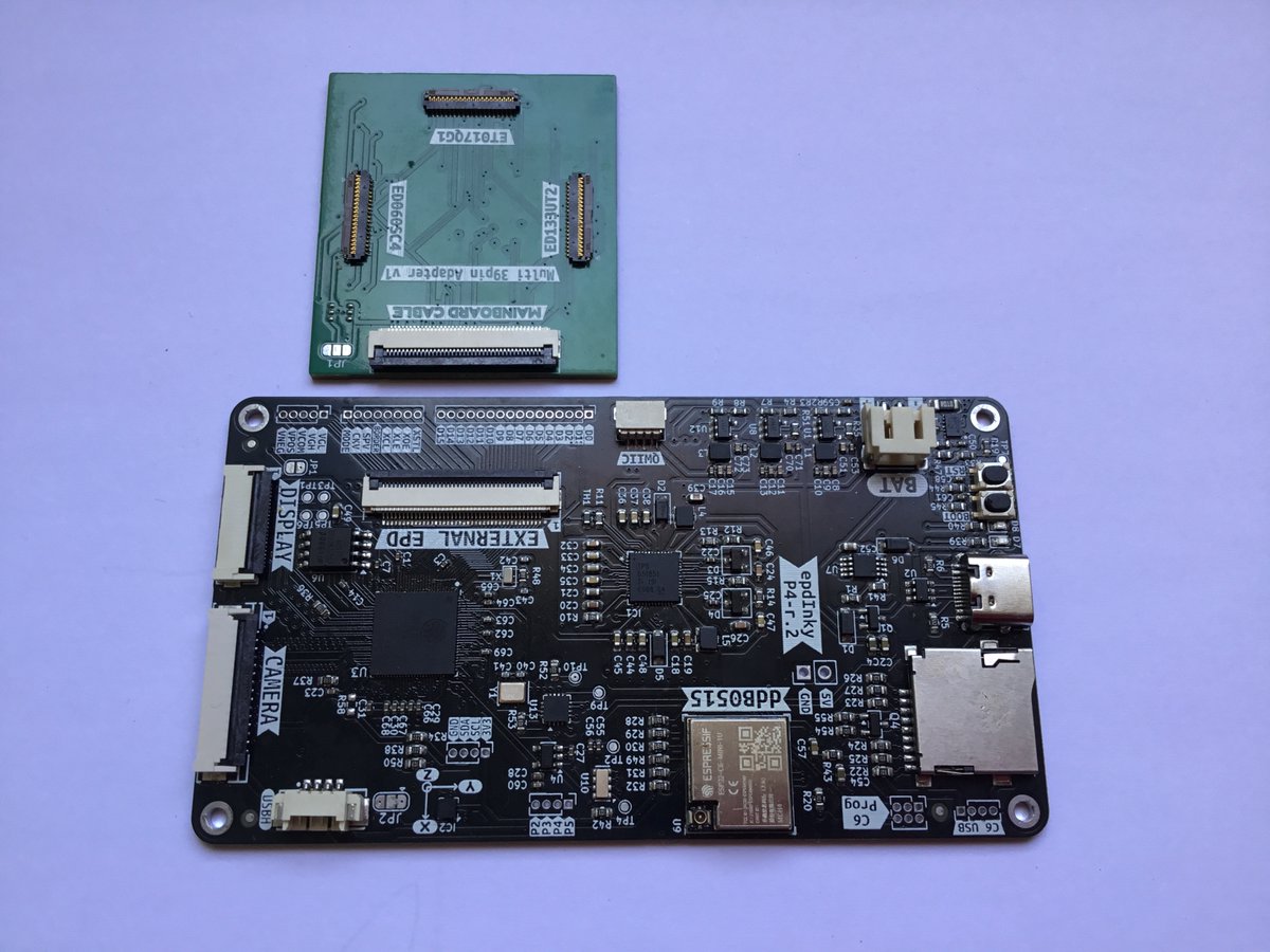 martinfasani's tweet photo. New board available in https://t.co/bTcfe7LIG7
ESP32-P4 super fast driver with multiple eink support. I will call it the "#TRMNL killer"
Many peripherals available too, go read the description :) https://t.co/gWv26UH1E3