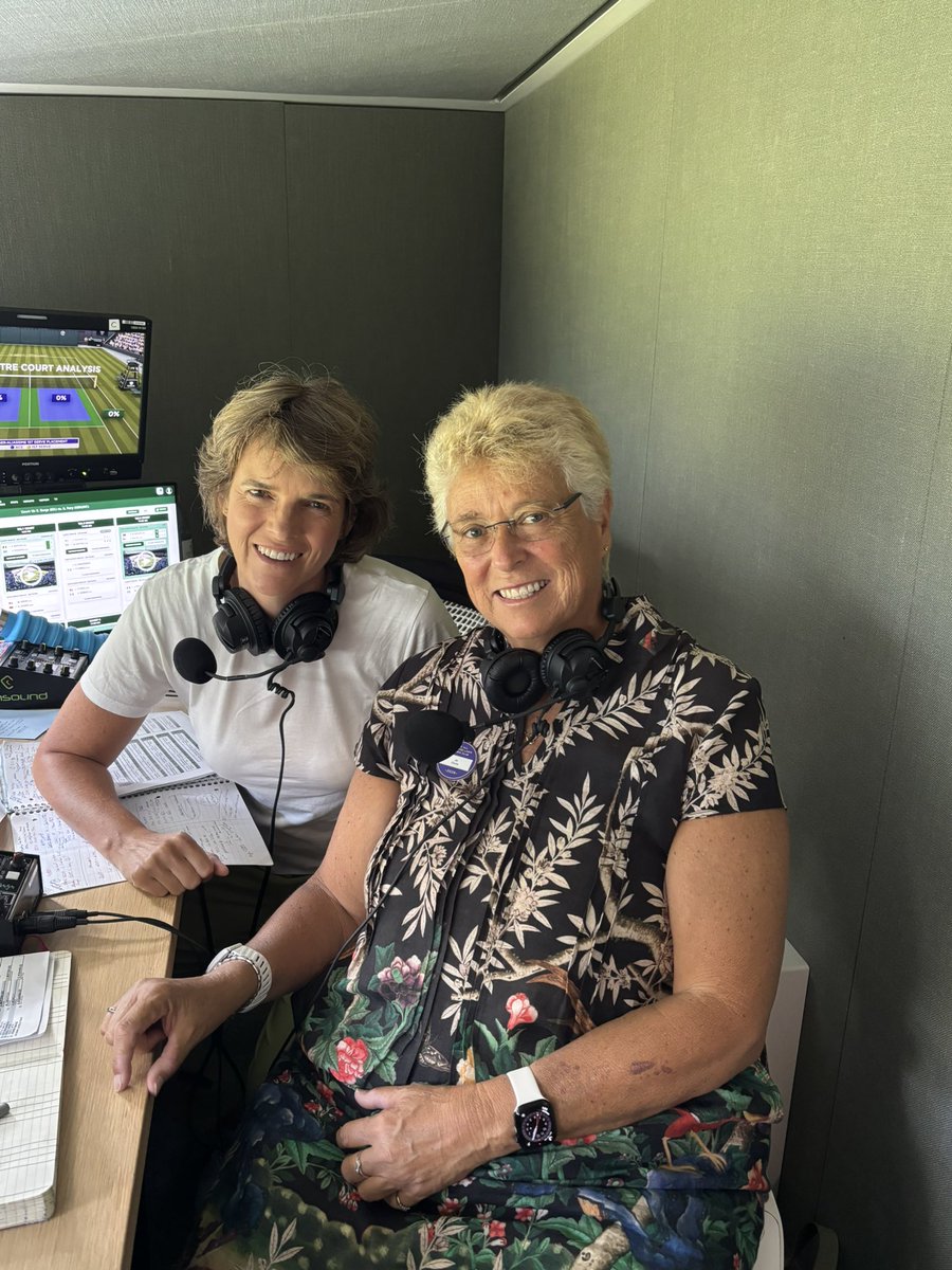 Jodurie's tweet photo. Well after 30 years of commentating today was my last match. Great way to finish on Centre Court. Thanks to @bbc &amp; fellow comms Chris Simon &amp; Sam had such fun over the years. I’ll be back to watch 🎾 love this sport 🎾 https://t.co/VFFSblGdah