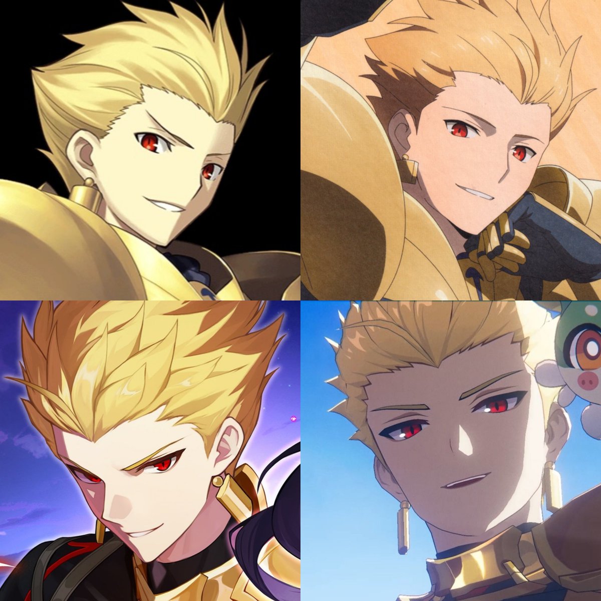 kyuujuuhachi's tweet photo. I thought gilgamesh's ahoge was a recent development but apparently that strand of hair has been kinda there before? it's just drawn more prominently now? https://t.co/XYjOBQNHzO