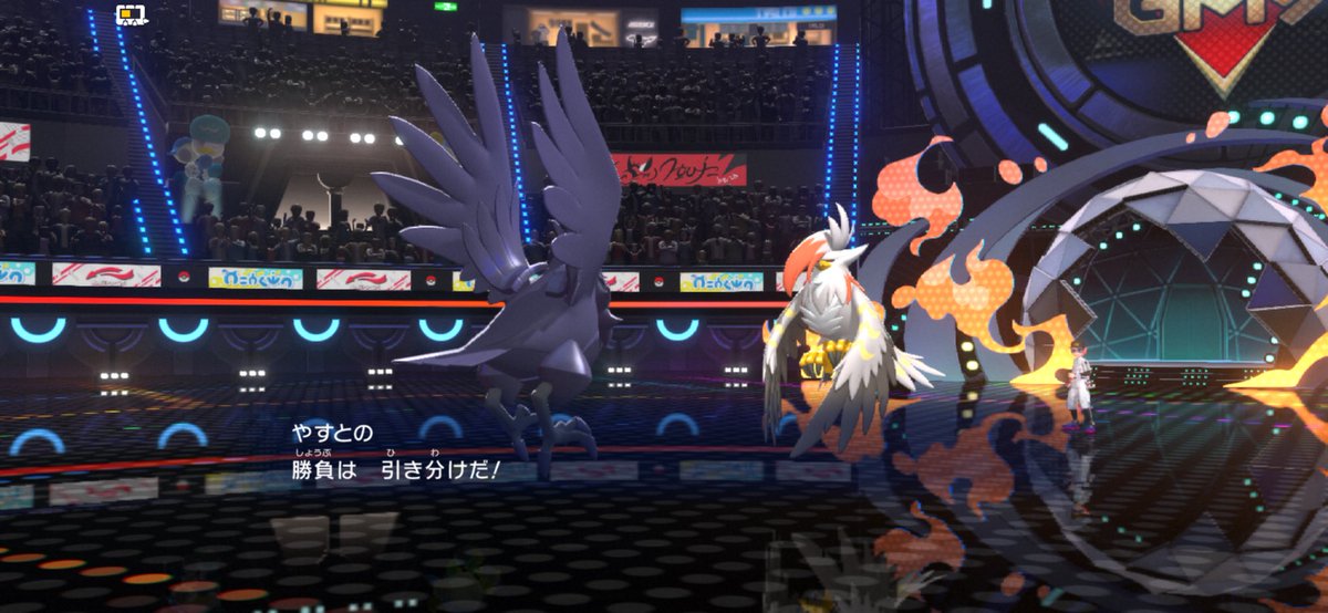 azusaur's tweet photo. まじだるいこの試合笑
お互いはねやすめするし硬いしで勝負つかなくて時間制限で引き分けになった笑笑
攻撃のPPも使い切ったし
ムクホークだっる笑笑 https://t.co/v6GjgQmxtq