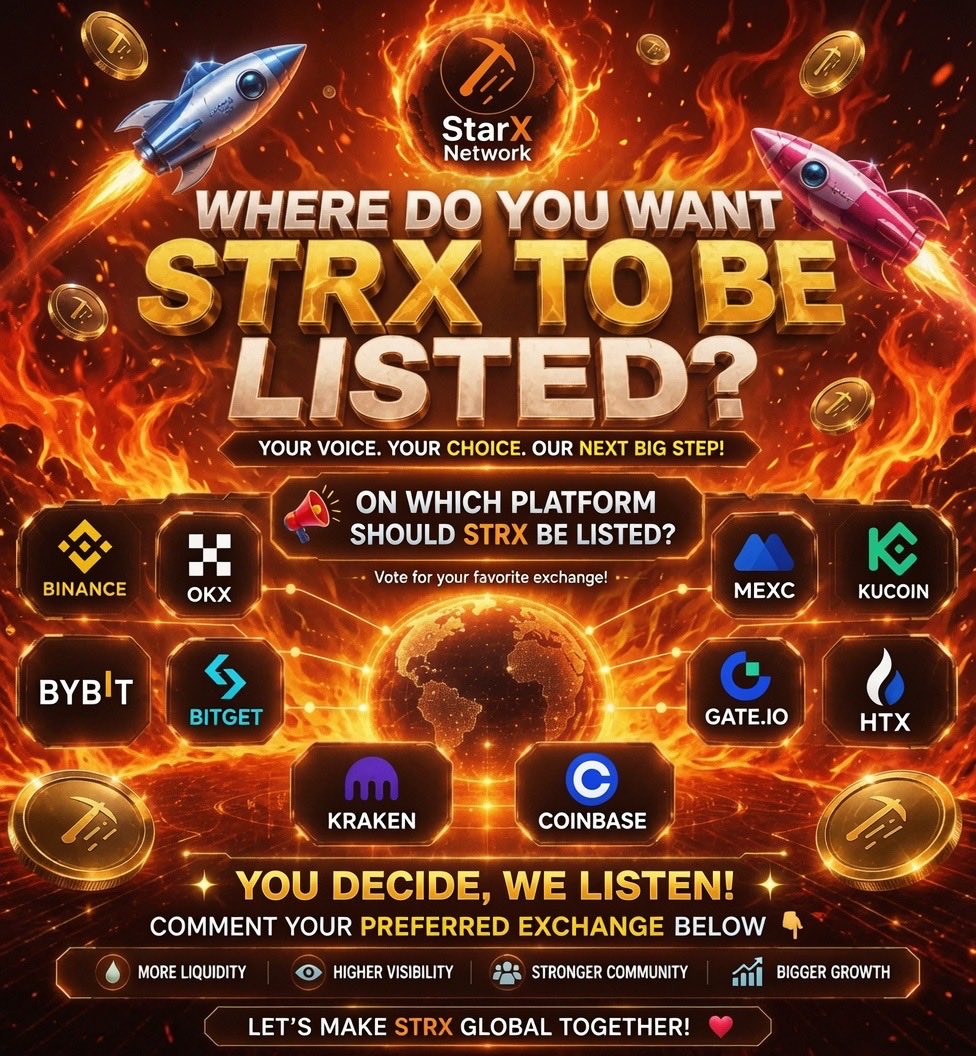 starxNetwork_'s tweet photo. 🚀 Which Exchange Should $STRX Be Listed On? 🌍

Your voice matters to StarX 💙

Where do YOU want to see $STRX next?
💬 Comment your top exchange below!

#Binance #OKX #MEXC #KuCoin #Bitget #Bybit
#StarXNetwork #STRX #Crypto #Web3 
@StarXCoreTeam https://t.co/S6tG0gpEbl