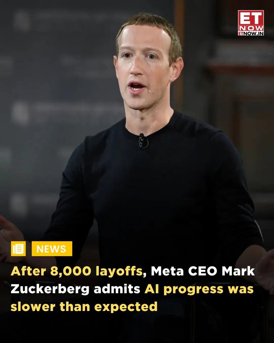 csanuragsharma's tweet photo. After 8000, layoff, @Meta CEO @finkd admits AI progress was slower than expected as reported by ET NOW.
Because layoff is not the answer. Improving and development doesn't mean ditching people who worked day and night for the Company.
#MetaLayoff #MarkZuckerberg @elonmusk https://t.co/Ze922KoVql