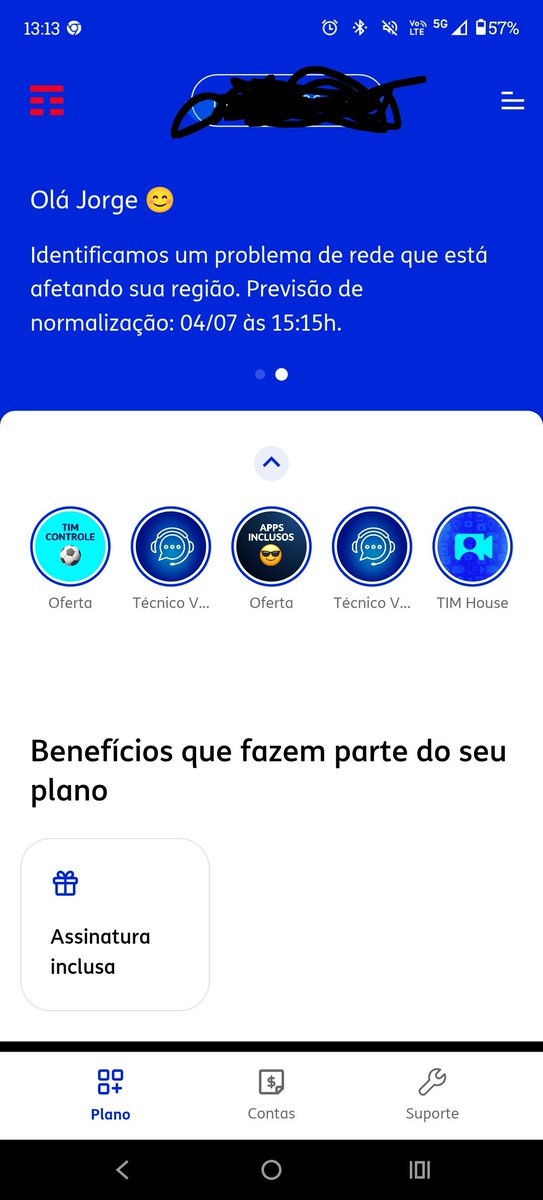 jorgesmjr's tweet photo. @TIMBrasil desse o tem sem sinal, não permite abrir ocorrência, toda hora muda o horário que vai estabilizar a rede. 
Será que vão abater na conta esse periodo sem serviço. 
Você depende de internet se fode. https://t.co/tXcciW9pbH