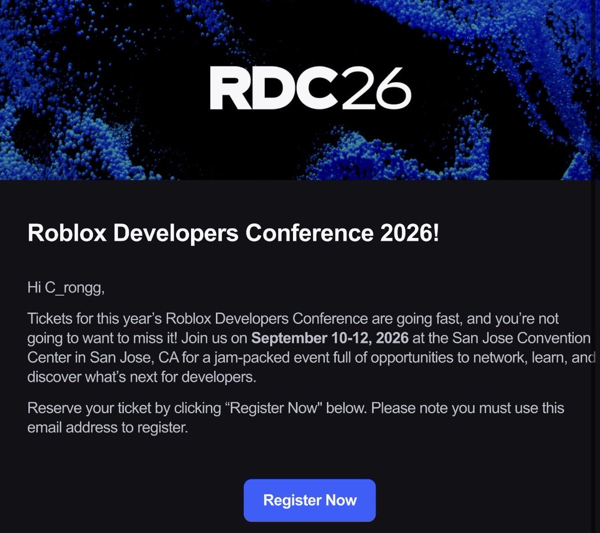 CronggStudio's tweet photo. I got invited to RDC for the first time! 
Thank you, Roblox, for the invitation 😎

#roblox #robloxdev https://t.co/2jT27c9wve