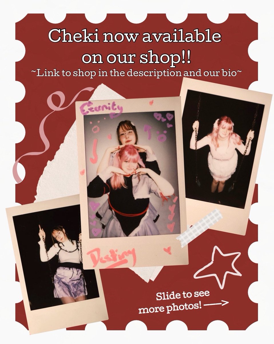 final_self's tweet photo. Our cheki drop is now in our shop! Link in bio. 🪞🕰️
-
Just a reminder our pre-decorated cheki will be shipped out next week, but our personalized cheki will take 3-4 weeks to be shipped out! https://t.co/exBfWL5yHX