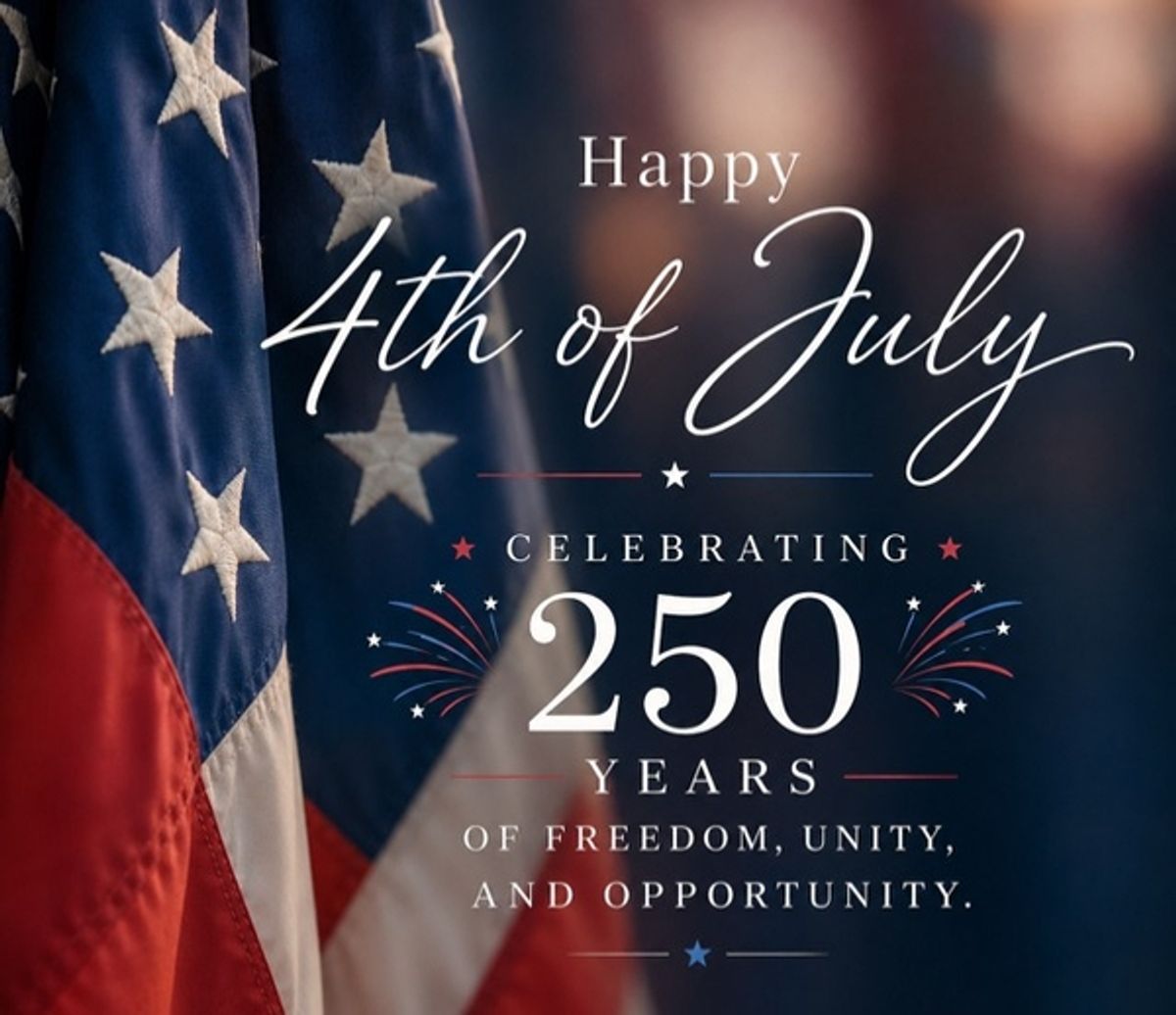 MLaportaMS's tweet photo. This Independence Day, we celebrate the 250th anniversary of our nation and reflect on the shared values that make our country great. Wishing everyone a happy July 4th, filled with family, friends and fun. https://t.co/v5uJ7OzGmF