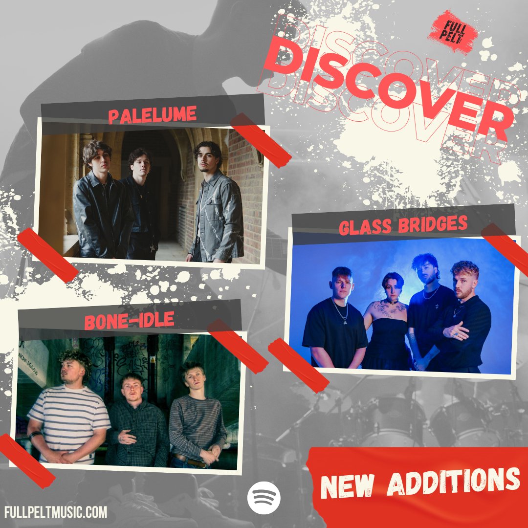 fullpeltmusic's tweet photo. NEW ADDITIONS to our 'Discover' New Music Playlist!

#palelume - 'IDWK'
@Glassbridgesuk - 'Pray'
#boneidle - 'Liquorice'

Listen, Follow &amp; Discover your new favourite artist ⬇️
https://t.co/ncUztGPoyi https://t.co/LMWgGFxPr9