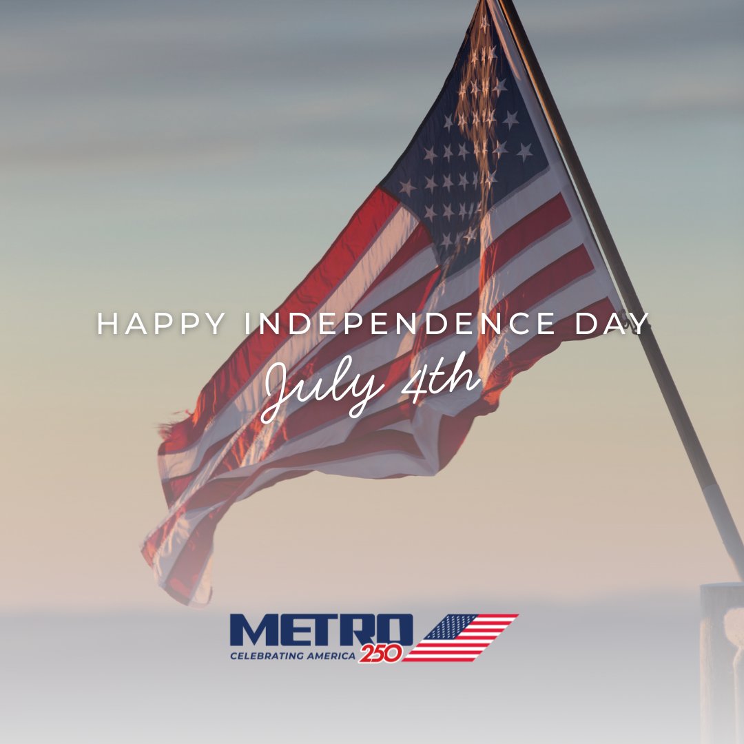 METROHouston's tweet photo. Wishing you a safe and happy Fourth of July as we celebrate America’s 250th year! 🇺🇸🎆

Whether you’re heading to fireworks, cookouts, or time with family and friends, let us get you there safely and stress-free. 

Plan your trip ahead and enjoy the ride. Happy Independence Day! https://t.co/d29w5yK63Q