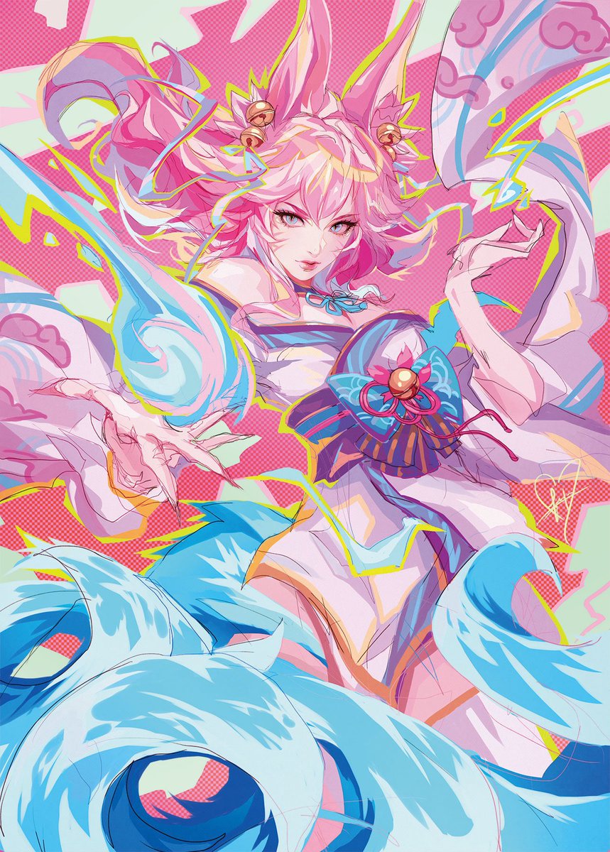 luxnoira's tweet photo. thinking about this ahri art for riftbound again https://t.co/2iLehJqSBJ