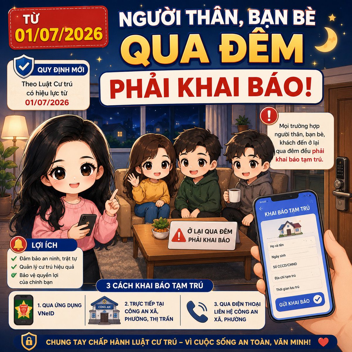 ncklinh1908's tweet photo. Có thể bạn không để ý
Từ ngày 01/7/2026.
Quy định về thông báo lưu trú qua đêm (sửa đổi, bổ sung tại Điều 30 Luật Cư trú 2020) chính thức có hiệu lực theo Luật số 118/2025/QH15
Người thân, bạn bè qua đêm phải khai báo lưu trú
Ông nào hay qua nhà người yêu qua đêm hãy lưu ý cẩn thận bị phạt 1 củ nha