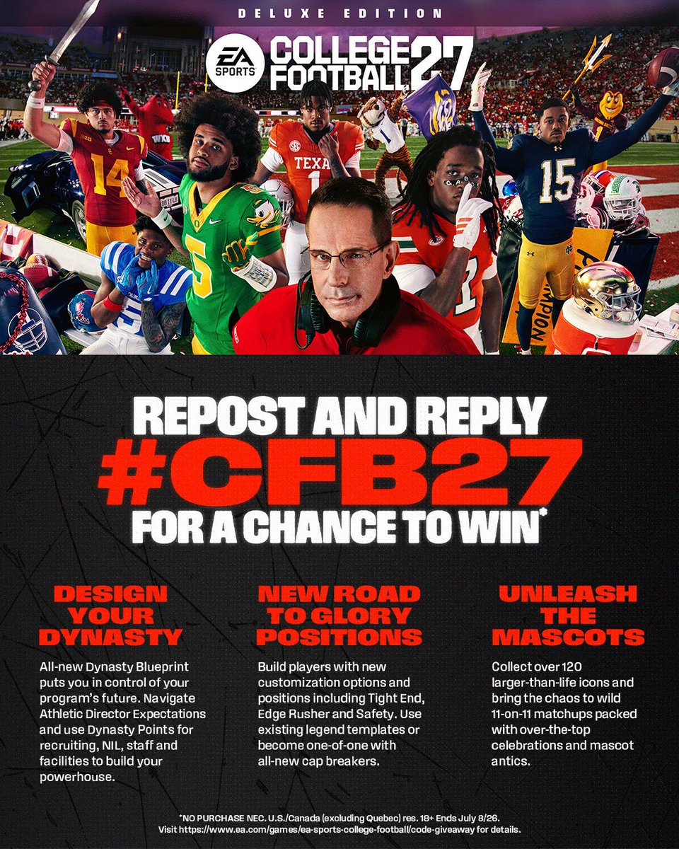 Garrettnuss13's tweet photo. Want to play CFB27 7-Days early with MVP+ Members?

I’ve teamed with @EASPORTSCollege to give away some codes!

Repost and reply with #CFB27 for a chance to win a DLX Code. https://t.co/6fEnFid3kO