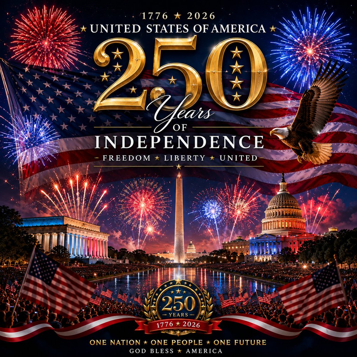 NCarcamo007's tweet photo. 🇺🇸 Celebrating 250 years of the American spirit—a legacy of freedom, opportunity, and unwavering hope. 
May we honor those who came before us by building a stronger, more united future for those who will follow. 
Happy Independence Day! 
God Bless the USA!🇺🇲 https://t.co/bCEolC3kbV