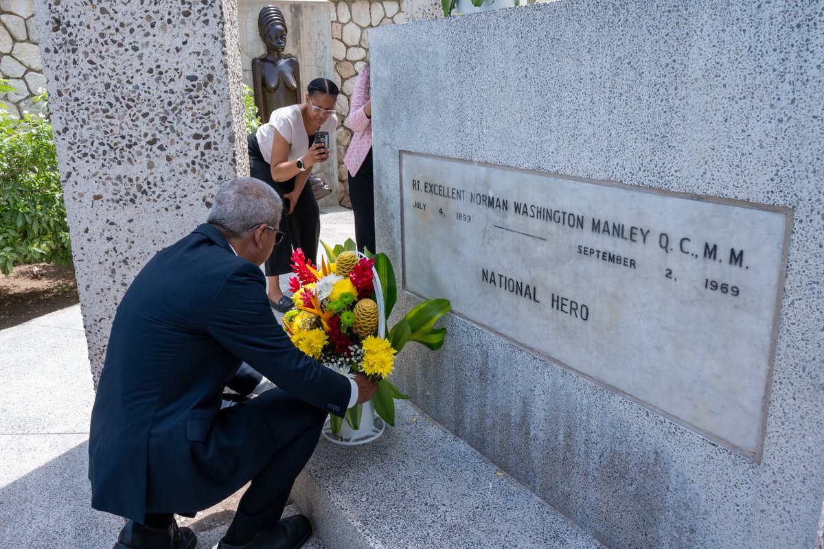 Babsy_grange's tweet photo. Today we marked the 133rd anniversary of the birth of National Hero,The Right Excellent Norman Washington Manley.A Founding Father of independent Jamaica, his leadership and advocacy for Universal Adult Suffrage laid the foundation for a more just,democratic and inclusive nation. https://t.co/q97WZVNqpM