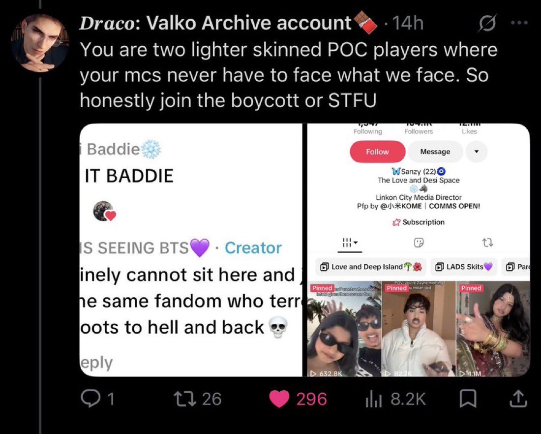 ChocoValk0's tweet photo. No one wants to listen when I say both creators should be criticized for aiding in trivializing our advocacy for issues. Sanzy did not have to cheer on the other girl, yet she’s there. 

No one can convince me she’s 100% about her salt. Bc if I was a big advocate the way she https://t.co/Pa6PYuk9Ev
