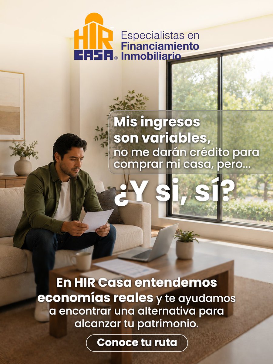 HIRCASAMEXICO's tweet photo. Piensas que por tu forma de comprobar ingresos no podrás obtener tu casa propia pero ¿Y si, sí?.
En HIR Casa entendemos que no todas las economías son iguales y contamos con alternativas de financiamiento que pueden adaptarse a distintos perfiles.
📩 Escríbenos y conoce más. https://t.co/p7nPwDGVTc