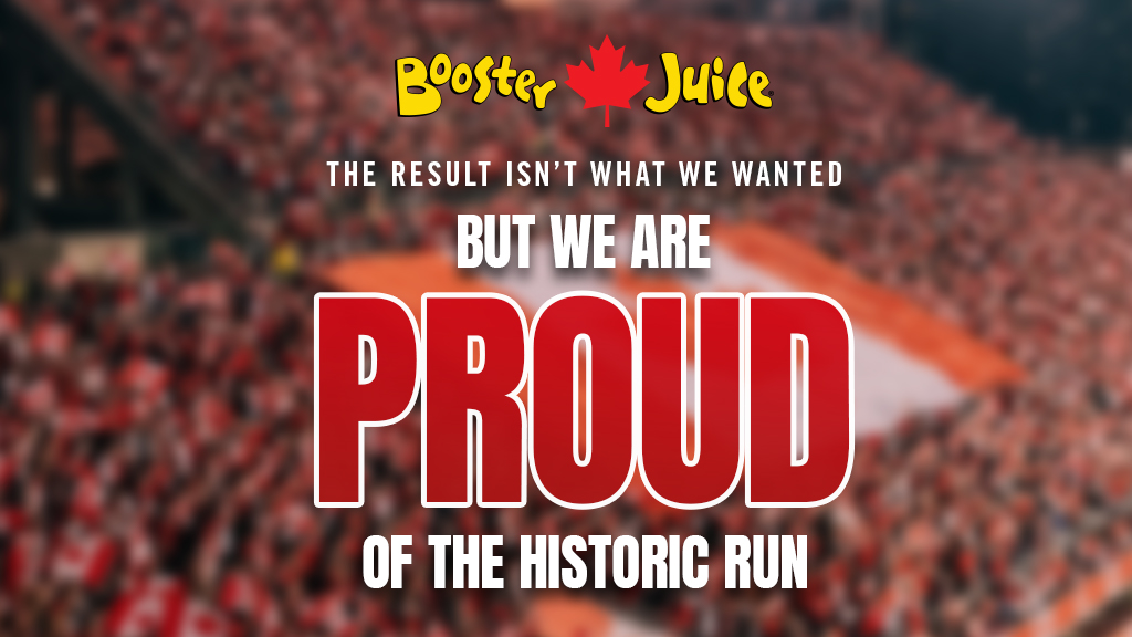 boosterjuice's tweet photo. We're incredibly proud of our team and the historic achievement they made. Go Canada Go!

#Canada #Football #History #BoosterJuice https://t.co/0zMxIjiNvL