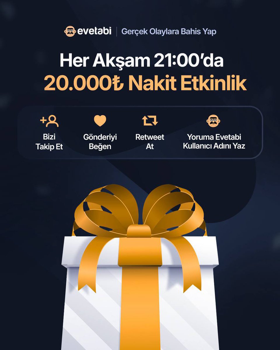 evetabicom's tweet photo. Evetabi'de Her Akşam Kazanma Şansı! 📣

40 Kişiye 500TL çevrimsiz şartsız nakit, toplam 20.000TL

30 dakika içerisinde sonuçlanacaktır.

Katılım Şartları:

 👤 Bizi takip et
 ❤️ Gönderiyi beğen
 🔁 Retweet at (Paylaş)
 💬 Yorumlara Evetabi kullanıcı adını yaz!

https://t.co/WAqTqpynm7