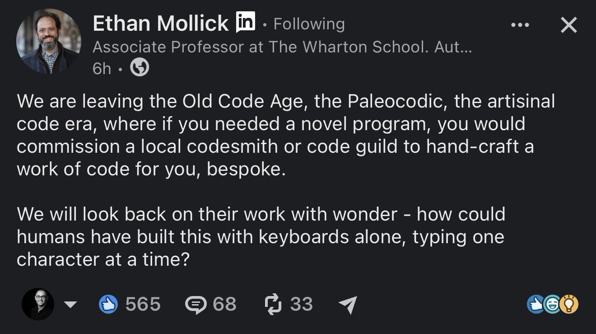 ofirbloch's tweet photo. Modern poetry by Sir @emollick https://t.co/HQMZ1XJFJA