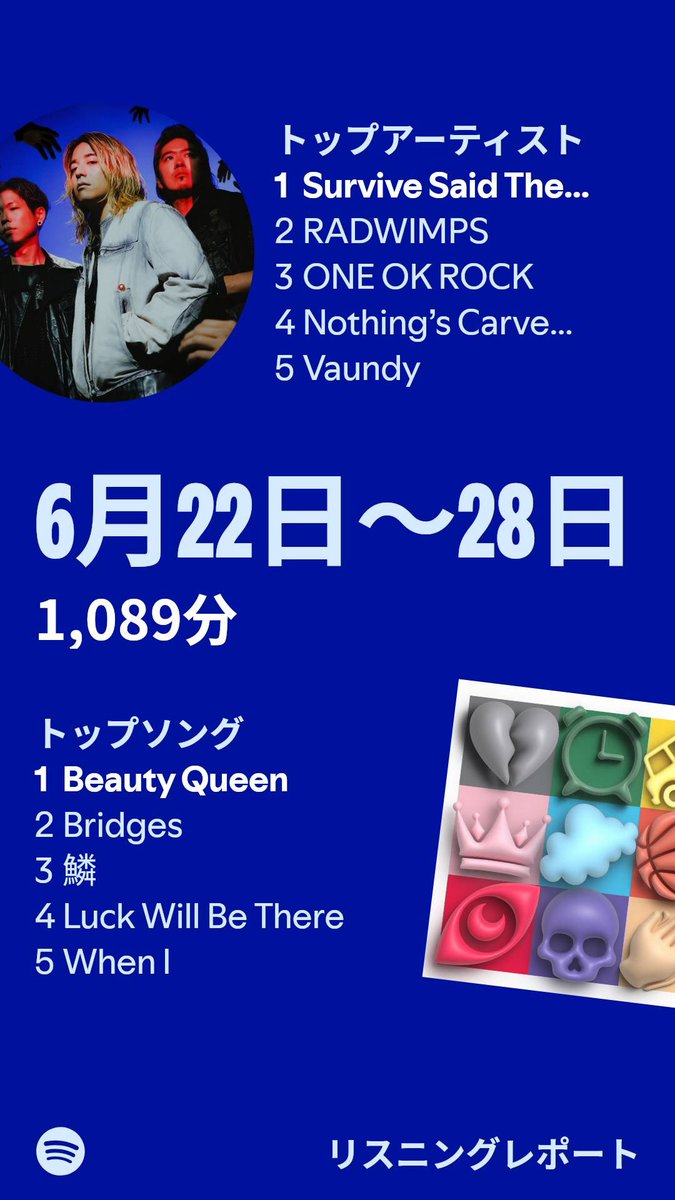 n_Mayt7i's tweet photo. 自分の記録用📖
サバプロのBeauty Queenが大好きすぎてずっと聴いてた6月でした☔️ https://t.co/nZddpn1kWG