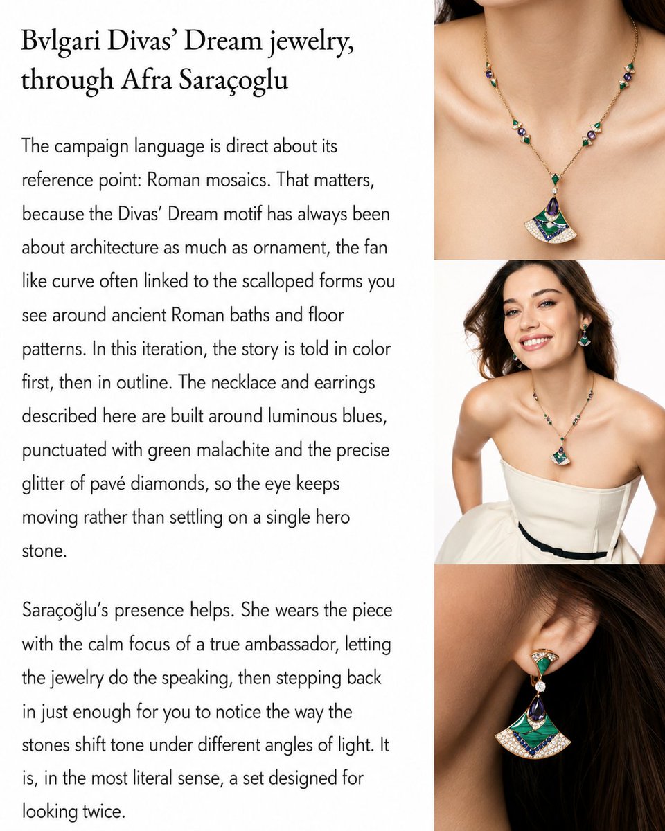 Asteria_Haze's tweet photo. Canada's Best Magazine highlighting the exquisite details of Afra meeting Bvlgari Divas' Dream! They beautifully noted that she wears the piece with the "calm focus of a true ambassador, letting the jewelry do the speaking." Absolute perfection! 💎✨ 
#AfraSaraçoğlu #Bvlgari https://t.co/TRhj86aZNk