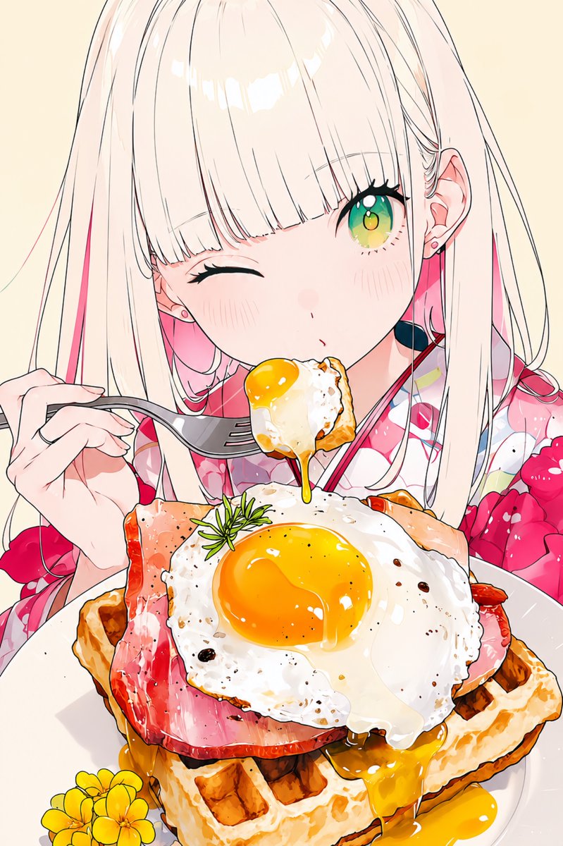 glitter_11924's tweet photo. ワッフルにハムエッグ🧇🍳
あまじょっぱい
アメリカンナイズな朝食も
だーいすき♡ https://t.co/nnU73UWjwL